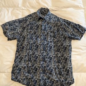 Flowy Blue Spiral Button Down